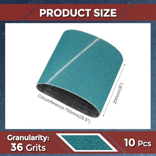 10 Pcs Sanding Belts 8 x 29-1/2 Inch 36 Grit Zirconia