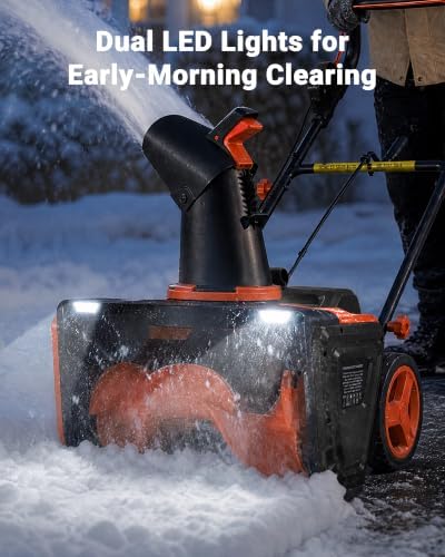 VOLTASK 48V Cordless Snow Blower with Wheels, 20-Inch Brushless Electric Snow Shovels with Directional Plate & LED Lights, Fits Driveways/Decks (2 * 24V Battery & Quick Charger Included)
