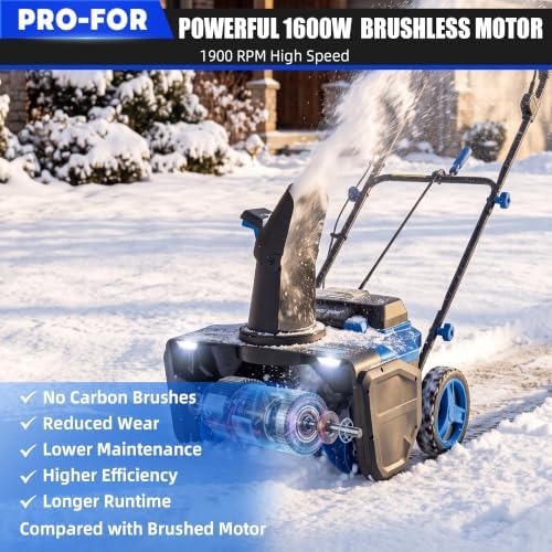 40V Brushless Cordless Snow Blower, 20-Inch, 2 x 4.0Ah Batteries