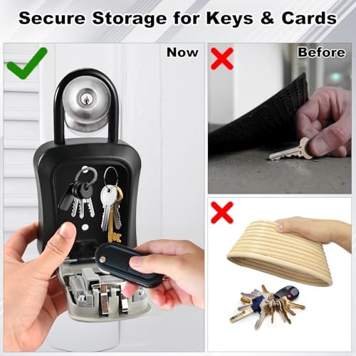 L Large Key Lock Box, 4.5”x3.7”x1.5” Waterproof Kirsite Lockbox | Combination Lockbox for Keys Outdoor, Portable Key Lock Box Wall Mount with Code (L Size, Gray)