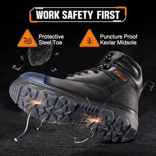 NINGO Waterproof Steel Toe Work Boots for Men, EH Rated, Puncture Proof