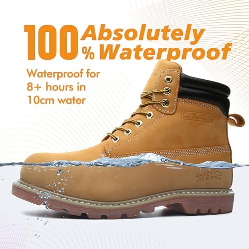 Work Boots for Men Soft Toe Waterproof Leather Workboots