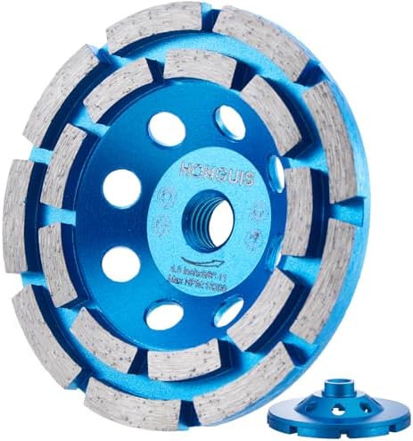 4 1/2 inch Concrete Grinding Wheel,5/8"-11 Arbor Diamond Cup Grinding Wheel Double Row for Granite Marble Concrete Masonry Stone