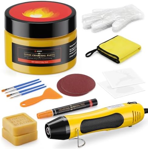 Wood Burning Paste and Pen Set, 4oz Charcoal Burning Paste, Charcoal Scorch Pen Set, Wood Burning Paste Pen & Heat Gun Set. Create Exquisite DIY Wood Burning Artworks in just Minutes.