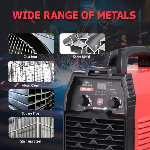 ACEWELDER 140A Gasless Flux Core MIG Welder/Lift TIG/Stick 3 in 1 Welding Machine 110V Portable IGBT Inverter Synergy Welder Machine (MIG140)