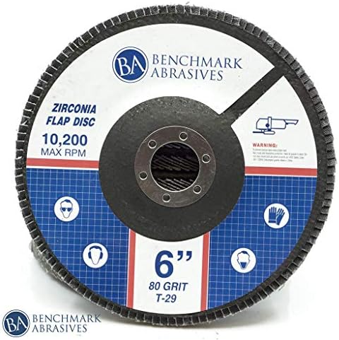 Benchmark Abrasives 6" x 7/8" Zirconia Type 29 Flap Discs, 80 Grit