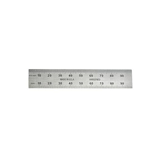 PEC Tools Metric Reading Pocket Double Square- Cast Iron Head, 100mm Blade with Satin Chrome Finish, Made in USA