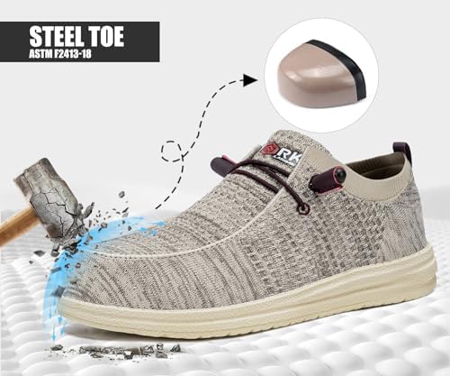 LARNMERN Steel Toe Loafers Women Slip On Work Safety Shoes Walking Sneakers
