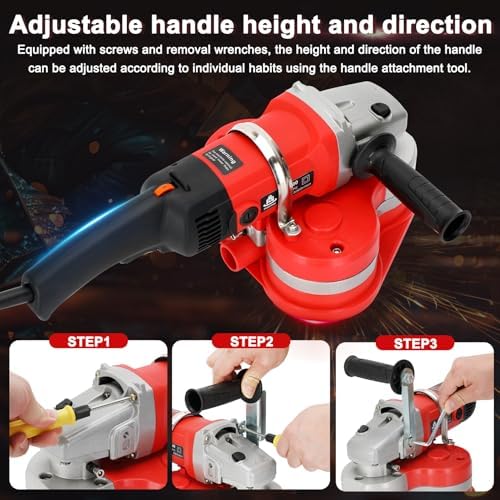 3-Head Electric Diamond Polisher Machine, 8" grinding diameters and 3pcs Diamond Grinding Wheels, 3800W Concrete Grinder for Polishing Stone Concrete Surface, Metal Descaling and Thinset Removing