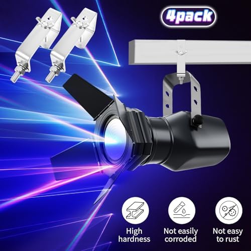 Zonon 4 Pack Stage Lighting Truss Clamp Hook for Square Tube Galvanized Iron Truss Clamps for LED Dj Lights Par Spotlight, Moving Head Beam Spot Square Tube Clamp, Heavy Duty 88 Lbs /40 kg (Silver)