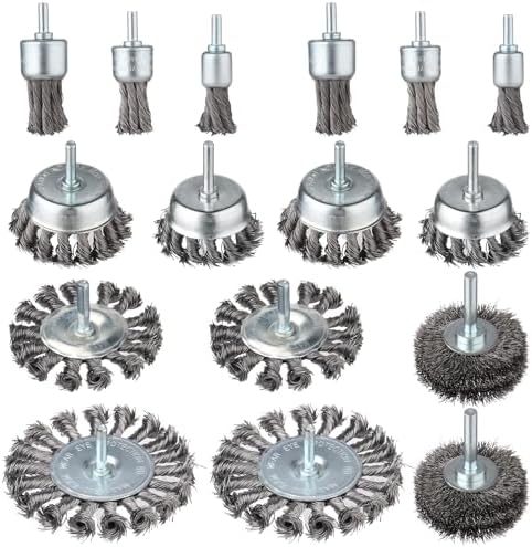 Rocaris 16 Pcs Twist Knot Wire Wheel Brush for Drill, Wire Cup Brush Set