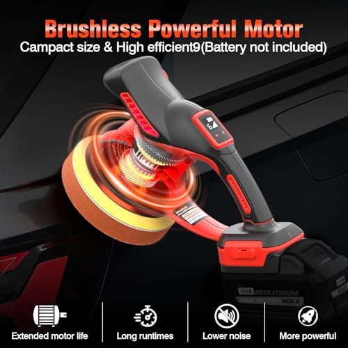 Cordless Car Buffer Polisher Kit,Compatiblewith M18 Battery (Without BATTERY )Brushless motor Dual Action Random Orbital Polishing with 6-Speed 2800-6000RPM for Auto Detailin