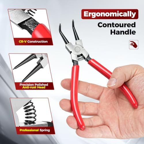 BILITOOLS 4PC Internal Snap Ring Pliers Set, 5" & 7" Circlip Kit