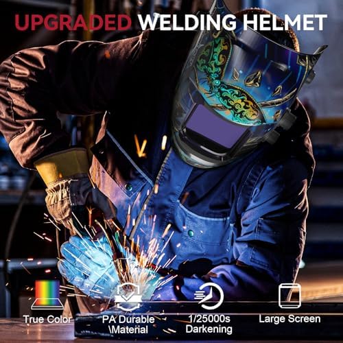 ARCCAPTAIN Auto Darkening Welding Helmet, 3.94"X3.66" Large Viewing Screen