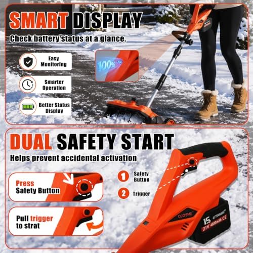 16-Inch Cordless Snow Blower with Wheels, Brushless Electric Snow Shovel