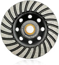 SHDIATOOL 4 Inch Turbo Row Diamond Grinding Cup Wheel for Concrete Granite Marble Masonry Brick Fits 7/8 Inch or 5/8 Inch Arbor