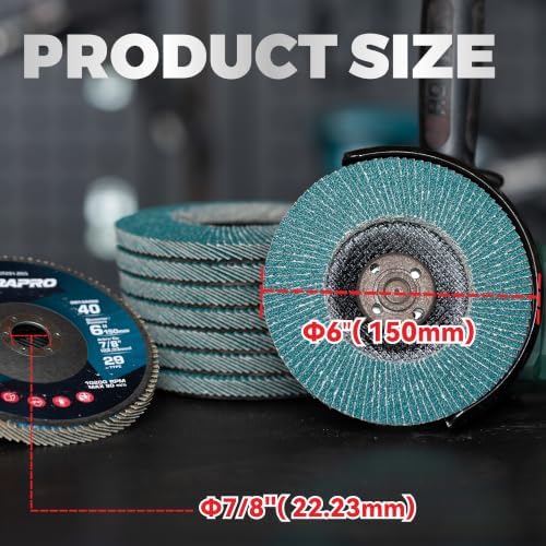 10 Pack 6" x 7/8" Zirconia Flap Discs, T29 Grinding Wheel 40 Grit