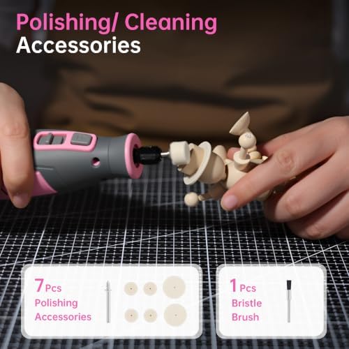 Katerk Cordless Rotary Tool Kit with 70Pcs Accessories for Women Men, Pink