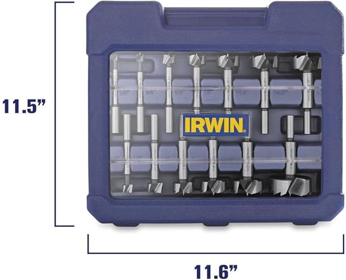 IRWIN Marples Forstner Bit Set, Wood Drill Bits, Made of Carbon Steel, Ideal for Fine Woodworking, Cabinet-Making and More, 14 Pieces (1966893)