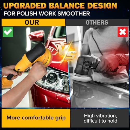 Cordless Buffer Polisher Kit for Dewalt 20V Battery(No Battery) Orbital Car Polisher 6 Variable Speed 1800 to 6500 RPM, Car Buffer Polishers for Car Detailing,Polishing,Waxing(Battery Not Included)