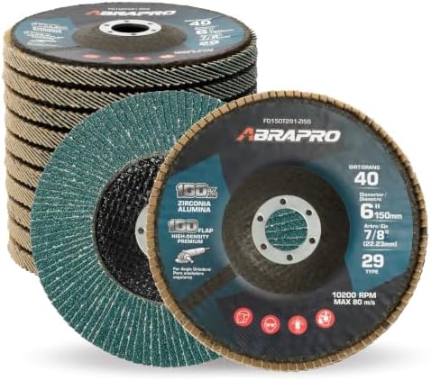 10 Pack 6" x 7/8" Zirconia Flap Discs, T29 Grinding Wheel 40 Grit