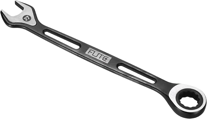 HARFINGTON Ratcheting Combination Wrench 27mm Stubby Wrench Metric High Carbon Steel Double 12-Point Box Open-Ended Ratchet Spanner Tool for Household Garage Workshop Auto Repairs, Black