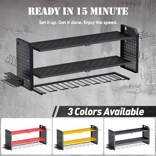 Nacial Power Tool Organizer 8 Drill Holder Wall Mount, 3 Layer Organizer