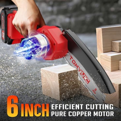 Electric 6 Inch Mini Small Cordless Battery Powered Handheld Chainsaw With Charger For Trimming On Tree Branches, Wood Cutting, Pruning Shears To Diy, Backyard Upkeep, Light Home Repairs