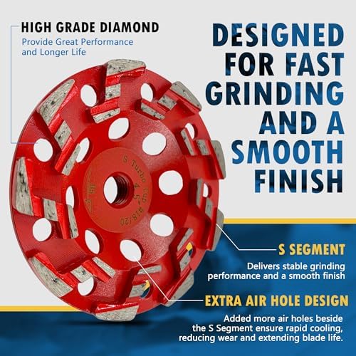 4.5" Diamond Grind Wheel S Seg Concrete & Coating 5/8"-11 Threaded Arbor