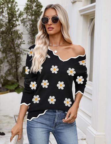 Zeagoo Women's 2026 Fall V Neck Sweater Long Sleeve Lightweight Knit Tops