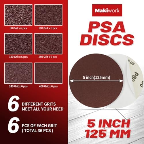 54PCS Sanding Belts and Discs Combo Kit – 18PCS 1x30 Sanding Belts & 36PCS 5 inch PSA Sanding Discs – Assorted Grits – Fits 1x30 Belt Sander & 5” Disc Sander – Aluminum Oxide Heavy Duty Finish