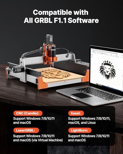 VEVOR CNC Router Machine, 500W Spindle, 3-Axis Wood Engraving Milling Machine, with Dual Linear Rails & Ball Screw, 15.75 x 15.75 x 3.74 in Working Area, Trim Router, for Wood Acrylic Carving Cutting