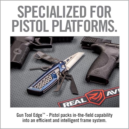 Real Avid Gun Tool Edge Pistol – Compact EDC Multitool with 2.6 Inch Knife Blade, Hex Keys, 3/32" Pin Punch, Nut Wrenches, Tap Hammer and Pick - Everyday Carry Tool for Sight Adjustments & Disassembly