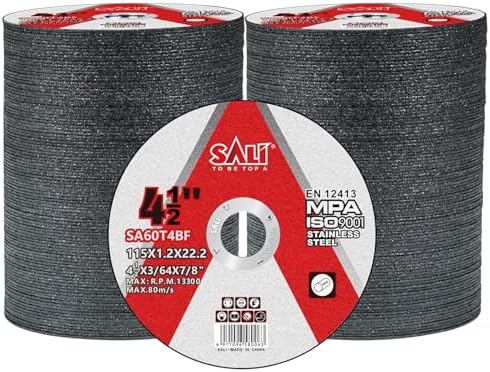 SALI 200 Pack 4-1/2 Inch Cut Off Wheels, Thin Cutting Discs .045" x 7/8" with Aluminum Oxide Grit, Aggressive Cutting for Metal & Stainless Steel, Compatible with Angle Grinders