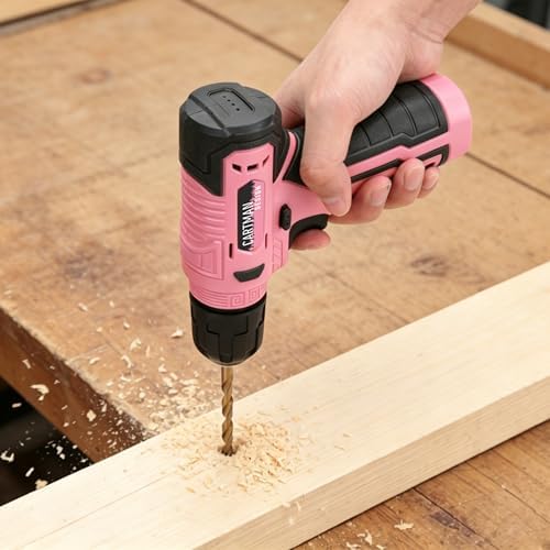 CARTMAN 150-Piece 8V Cordless Drill Hand Tool Set Pink Household Repair Kit