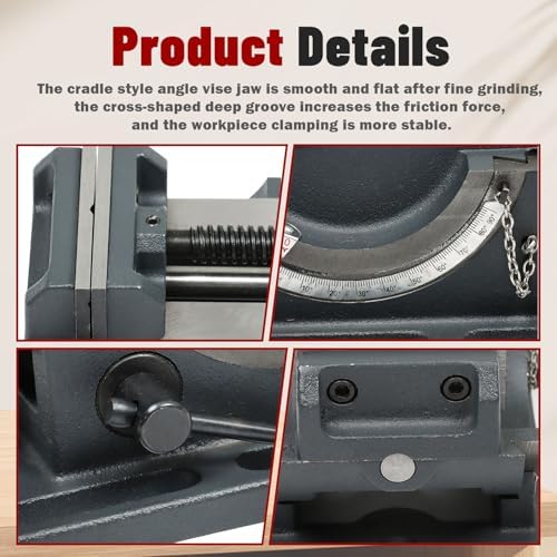 findmall 3 Inch Drill Press Vise - 0-90 Degree Tilting Angle Vise, Iron Cradle Style, Fit for Drilling Machine