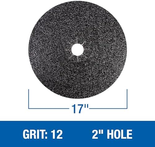 Mercer Industries 427012 Silicon Carbide Floor Sanding Disc, Cloth Back, 17" x 2" Hole, Grit 12X, 20-Pack