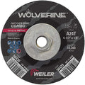 Weiler 56429 Wolverine Type 27 Cut and Grind Combo Wheel, A24T, 5/8" 11 UNC Nut, 4 1/2" x 1/8", Aluminum Oxide, 4.5" Diameter (Pack of 10)