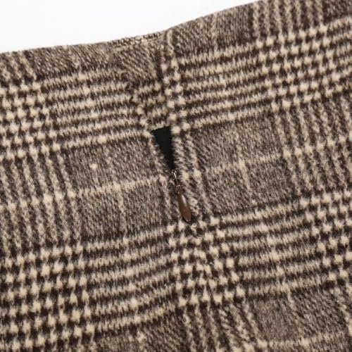 IDEALSANXUN Plaid Skirts for Women Fall Winter Knee Length Pencil Wool Skirt with Slit