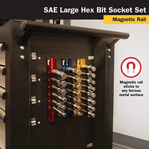 Titan 16130 6-Piece 1/2-Inch Drive SAE Hex Bit Socket Set, Magnetic Socket Organizer with Laser-Etched Size Markings
