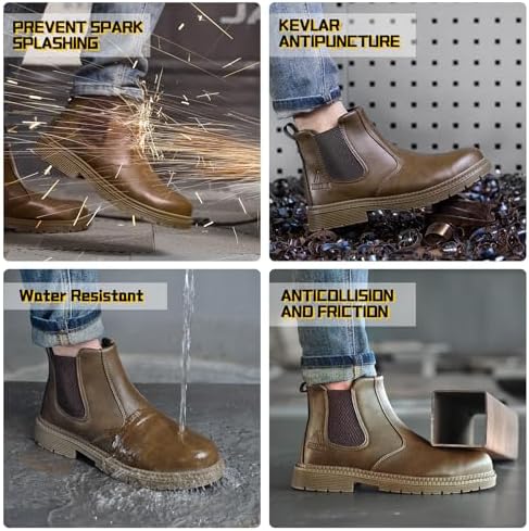 Steel Toe Boots for Men & Women,Slip On Work Boots for Construction