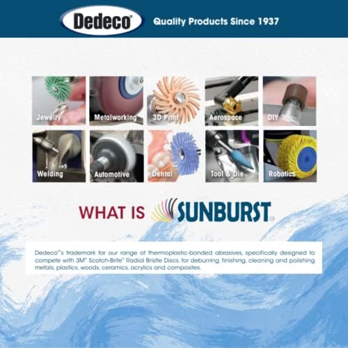 Dedeco Sunburst Radial Bristle Discs 6-Pack - 7/8" Curved 4-Ply Mounted Discs - Blue 400 Grit (Fine) - Aluminum Oxide for Polishing & Finishing