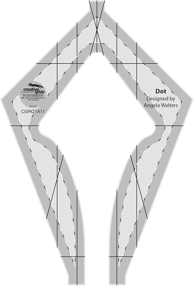 Creative Grids Machine Quilting Tool – Dot – CGRQTA11 – Made in USA, Non-Slip Grip Acrylic Quilting & Sewing Template Ruler for Free-Motion Quilt Patchwork Design on Domestic Sewing & Longarm