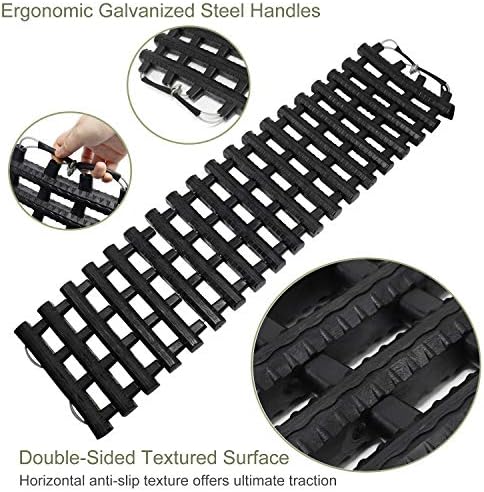 Reliancer 2PC Traction Tracks Mats TPR 31.5" L Tire Recovery Track Pad Roll Car Vehicle Tyre Traction Boards Tire Ladder Track Grabber Auto Emergency Traction Aid w/Bag for Off-Road Mud Snow Ice Sand