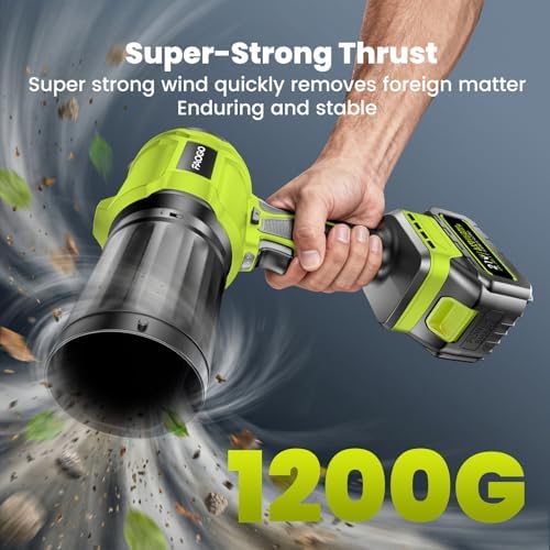 Cordless Leaf Blower with 2 Batteries & Charger - 990,000 RPM Electric Handheld Blower, Lightweight for Lawn, Yard, Patio, Garden Care - Light Green