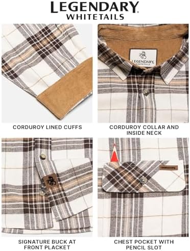 Legendary Whitetails Mens Flannel Long Sleeve Button Down 100% Cotton Shirt