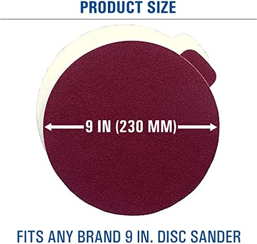 Starcke 9 inch Sanding Discs Adhesive Sandpaper Discs 120 Grit, 25 Pack Aluminum Oxide Self Adhesive PSA Sanding Disc Sticky Back, DA Sander for Auto Body Sandpapers for Wood, Paint, Metal & Plastics