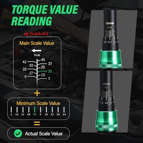 14PCS 3/8 Drive Torque Wrench 5-45ft.lb, Magnetic Spark Plug Socket Set with 3/8" Universal Joint & 10" Extension Rod, Cr-V Steel Swivel Sockets for Automotive Tools