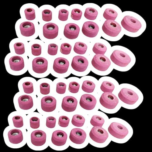 Pack of (1) 48 Pcs Sioux Valve Seat Grinding Stones Set, 11/16" Thread, Pink Aluminium Oxide Vitrified Bonded Emery, 80 Grit Medium Grinding Stones, 1" to 2-1/2" Sizes