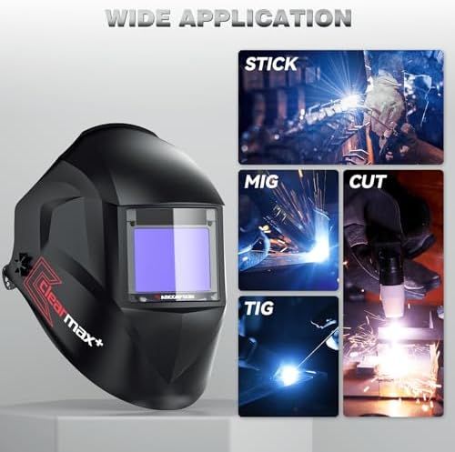ARCCAPTAIN Auto Darkening Welding Helmet, Large View Welding Hood